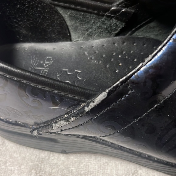 Navy blue with black accent design patent Dansko clogs, size 38 (7.5) - Picture 2 of 8